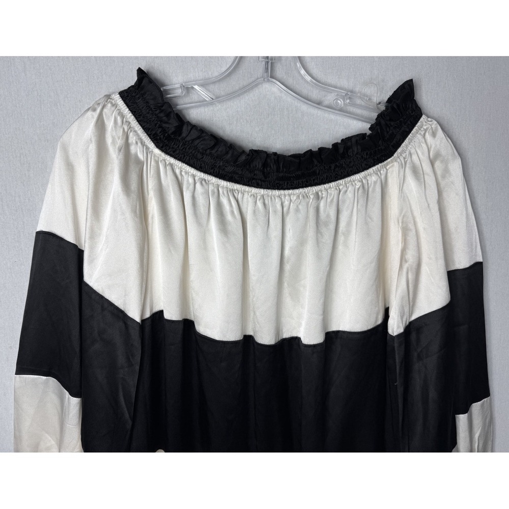Cynthia Rowley Shanley Dress Medium Silk Striped Long Sleeve Ruched Neck - Picture 3 of 11